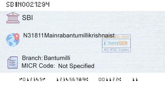 State Bank Of India BantumilliBranch 