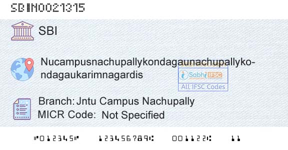 State Bank Of India Jntu Campus NachupallyBranch 