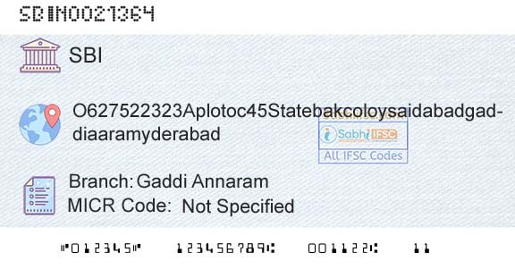 State Bank Of India Gaddi AnnaramBranch 