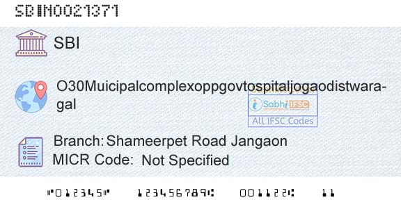 State Bank Of India Shameerpet Road JangaonBranch 