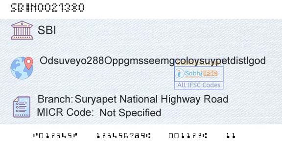 State Bank Of India Suryapet National Highway RoadBranch 