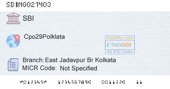 State Bank Of India East Jadavpur Br KolkataBranch 