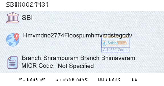 State Bank Of India Srirampuram Branch BhimavaramBranch 