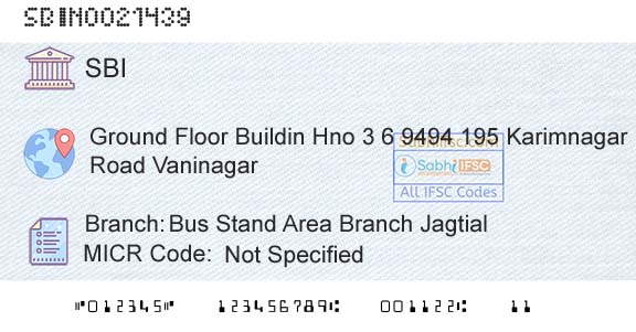 State Bank Of India Bus Stand Area Branch JagtialBranch 