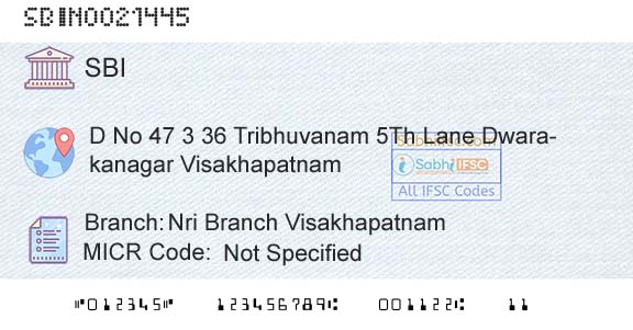 State Bank Of India Nri Branch VisakhapatnamBranch 