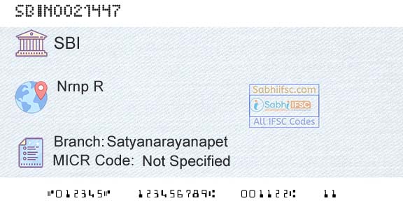 State Bank Of India SatyanarayanapetBranch 