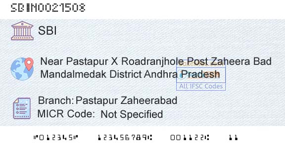 State Bank Of India Pastapur ZaheerabadBranch 