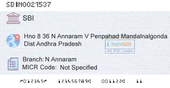State Bank Of India N AnnaramBranch 