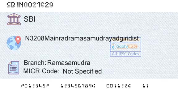 State Bank Of India RamasamudraBranch 