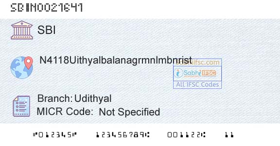 State Bank Of India UdithyalBranch 