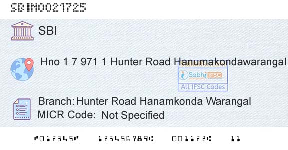 State Bank Of India Hunter Road Hanamkonda WarangalBranch 
