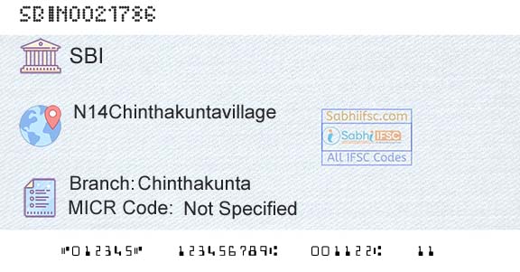 State Bank Of India ChinthakuntaBranch 
