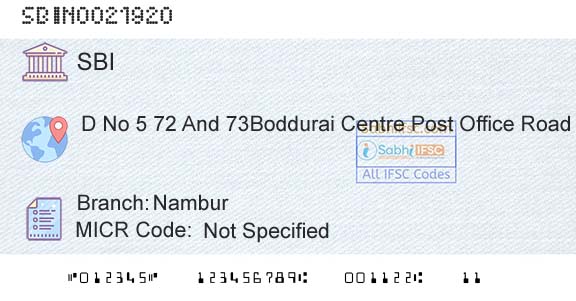 State Bank Of India NamburBranch 