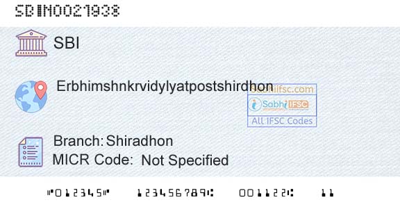 State Bank Of India ShiradhonBranch 