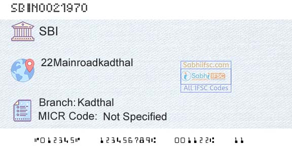 State Bank Of India KadthalBranch 