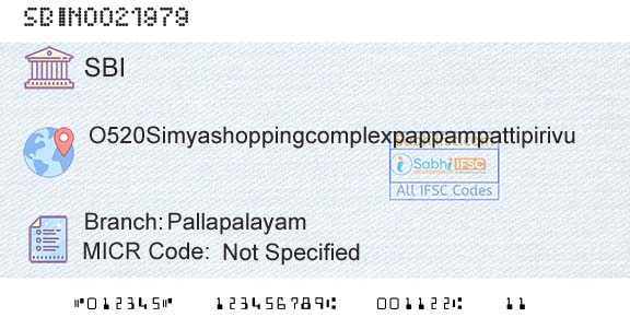 State Bank Of India PallapalayamBranch 