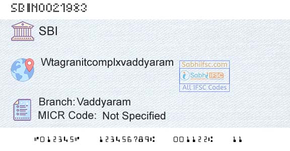 State Bank Of India VaddyaramBranch 