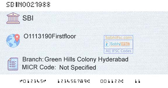 State Bank Of India Green Hills Colony HyderabadBranch 