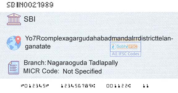 State Bank Of India Nagaraoguda TadlapallyBranch 