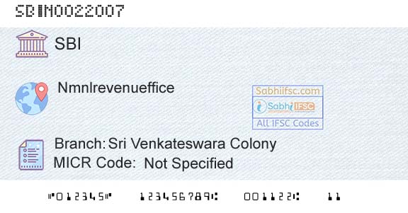 State Bank Of India Sri Venkateswara ColonyBranch 
