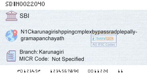State Bank Of India KarunagiriBranch 