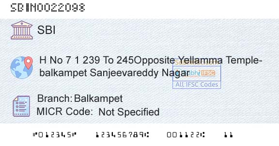 State Bank Of India BalkampetBranch 