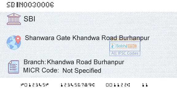 State Bank Of India Khandwa Road BurhanpurBranch 
