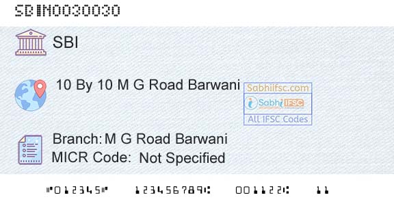 State Bank Of India M G Road BarwaniBranch 