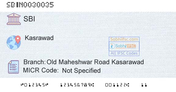 State Bank Of India Old Maheshwar Road KasarawadBranch 