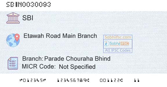 State Bank Of India Parade Chouraha BhindBranch 