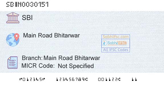State Bank Of India Main Road BhitarwarBranch 