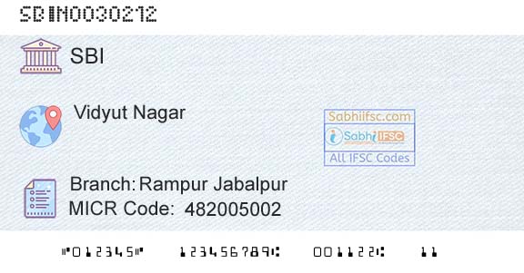 State Bank Of India Rampur JabalpurBranch 