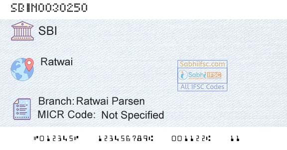 State Bank Of India Ratwai [parsen]Branch 