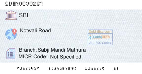 State Bank Of India Sabji Mandi MathuraBranch 