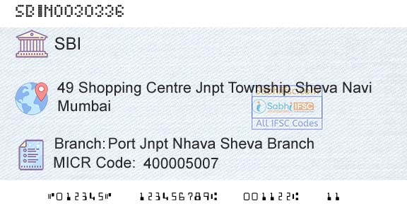 State Bank Of India Port Jnpt Nhava Sheva BranchBranch 