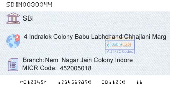 State Bank Of India Nemi Nagar Jain Colony IndoreBranch 