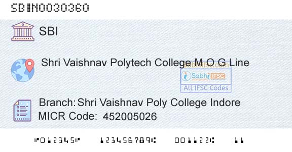 State Bank Of India Shri Vaishnav Poly College IndoreBranch 