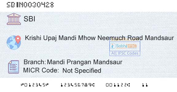 State Bank Of India Mandi Prangan MandsaurBranch 