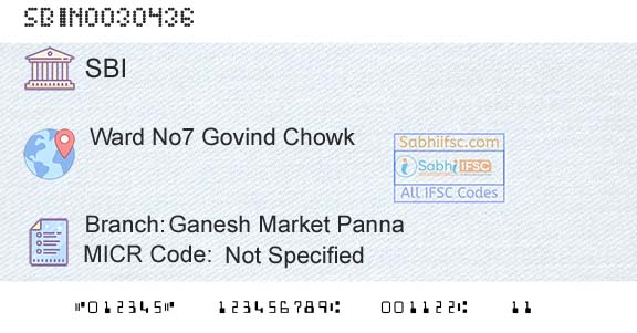 State Bank Of India Ganesh Market PannaBranch 