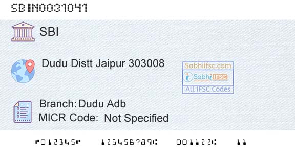 State Bank Of India Dudu AdbBranch 