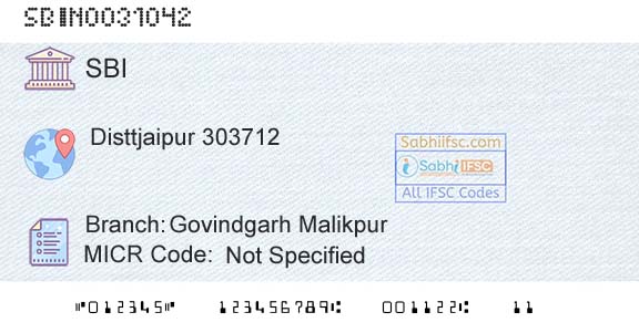 State Bank Of India Govindgarh MalikpurBranch 