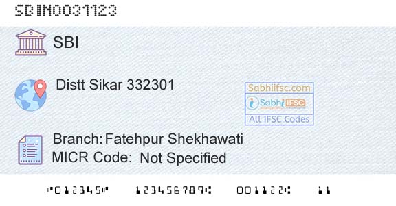 State Bank Of India Fatehpur ShekhawatiBranch 