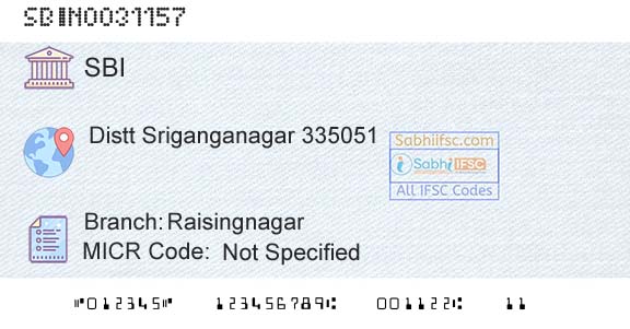 State Bank Of India RaisingnagarBranch 