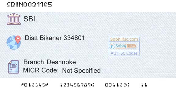 State Bank Of India DeshnokeBranch 