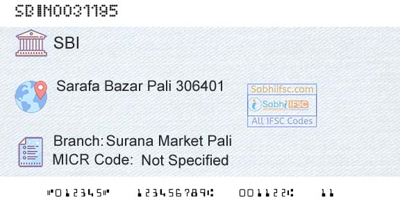 State Bank Of India Surana Market PaliBranch 