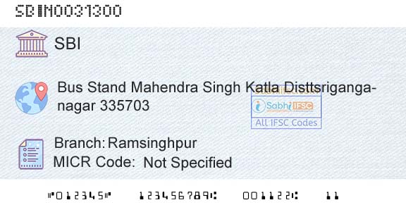 State Bank Of India RamsinghpurBranch 