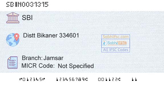 State Bank Of India JamsarBranch 