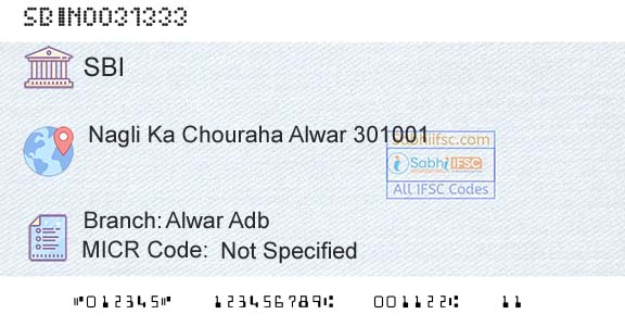 State Bank Of India Alwar AdbBranch 