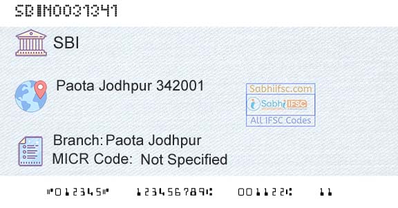 State Bank Of India Paota JodhpurBranch 