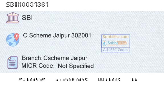 State Bank Of India Cscheme JaipurBranch 